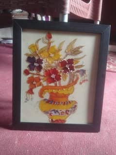 flower painting in mirror with frame