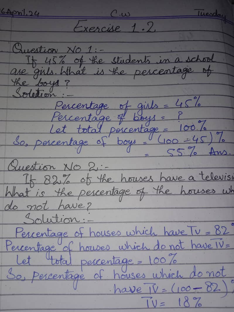 Handwritten assignment work 9