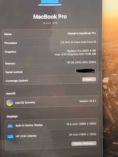 Macbook pro 2018 i9 15.4 inch
