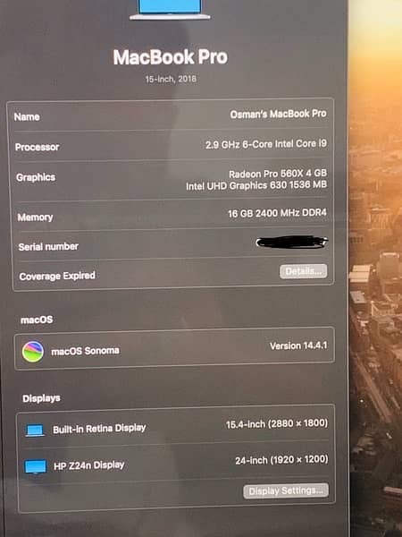 Macbook pro 2018 i9 15.4 inch 1