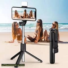Bluetooth Selfie stick with led light Mini tripod stand