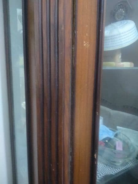 Burma Teak wood Three Separate Glass units 1