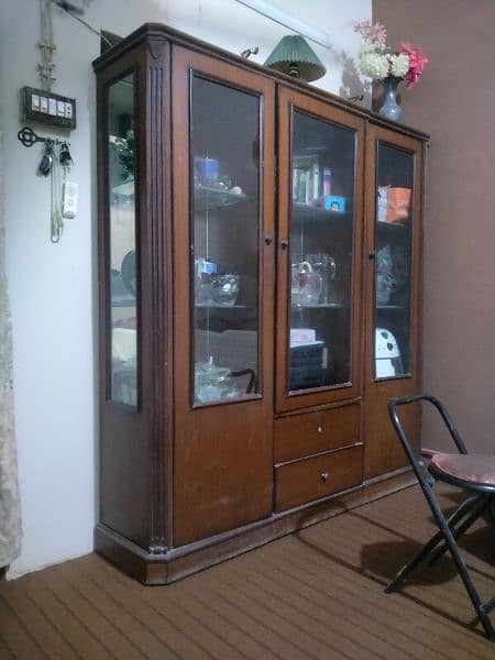 Burma Teak wood Three Separate Glass units 9