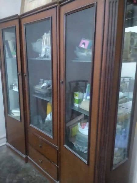 Burma Teak wood Three Separate Glass units 11