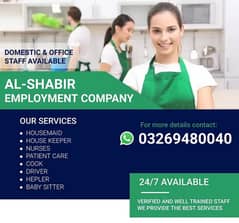Domestic staff, Babysitter, Maid , Patient care , Cook , Driver, Nurse