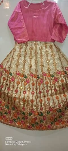 Golden pink lehanga with pink kurti