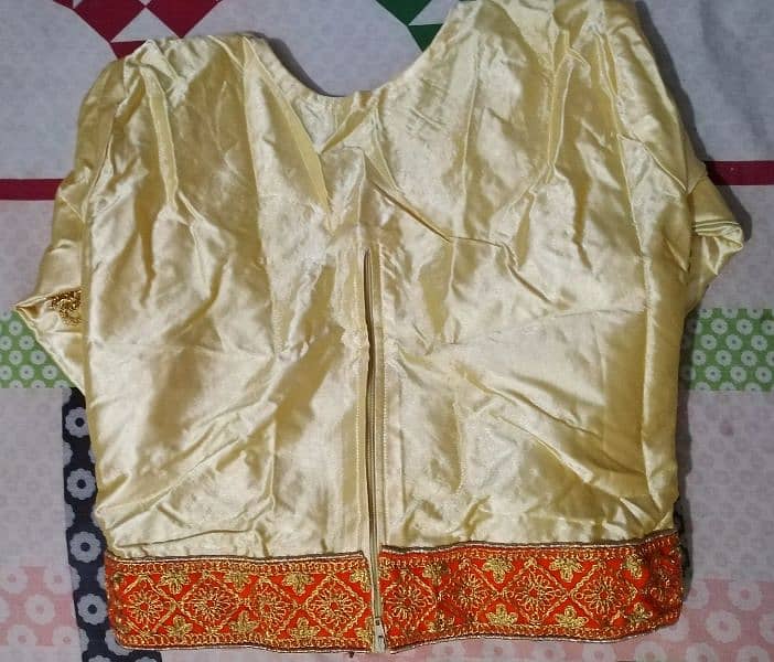 Golden And Orange Silk Lenhga Set, Fancy Lehnga Set for girls. 3