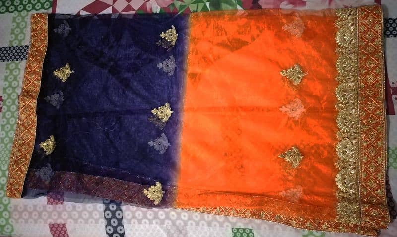 Golden And Orange Silk Lenhga Set, Fancy Lehnga Set for girls. 4