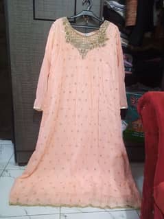 Maxi for sale with trouser and dupatta peach color