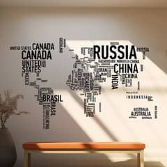 World Map wall sticker Word PVC