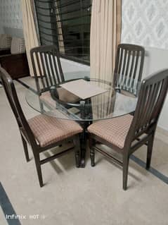 Glass Dining Table with 4 Chair for Sale