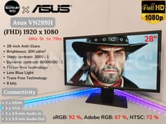 28inch FHD 1080p 60Hz Adobe sRGB Asus VN289H Gaming LED Monitor PS4 PC