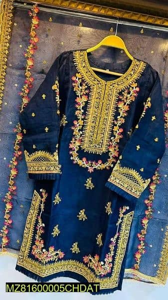 organza embroidered 3 piece stitched suit 1