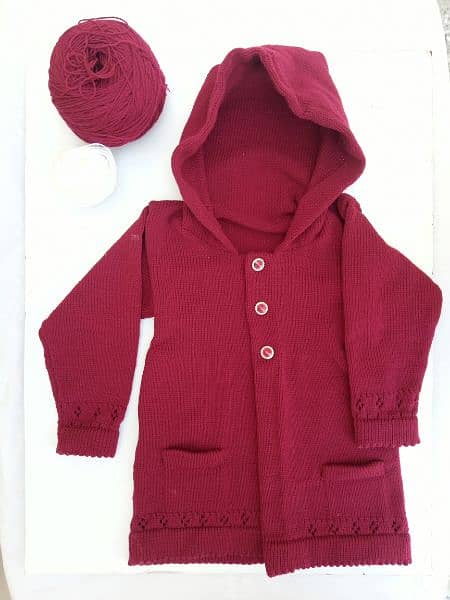 Wool Knitted Girls Sweater with Hood 3