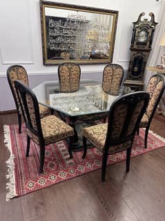 Sheesham carved dining table 6 person