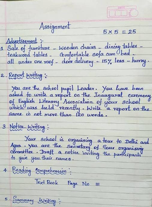Handwritten assignment work 0