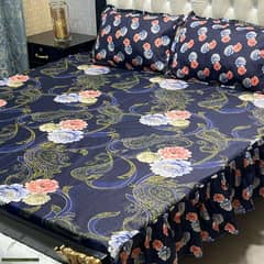 3 pcs cotton printed double bed sheets