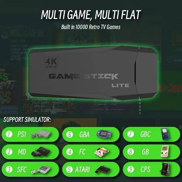 M8 Game Stick 4K 64G 10000 Games With Two Wirless Controller 0