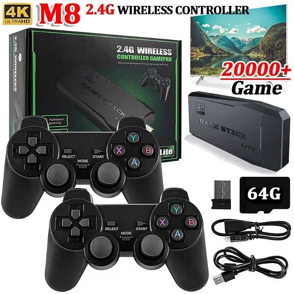 M8 Game Stick 4K 64G 10000 Games With Two Wirless Controller 3