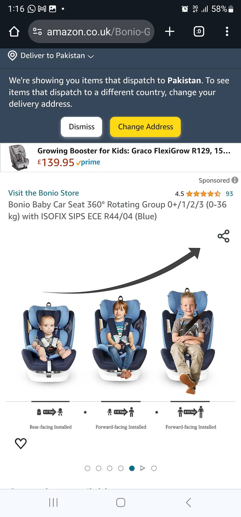 BONIO 360 Degree rotation car seat. Multiple positions both rare view 8
