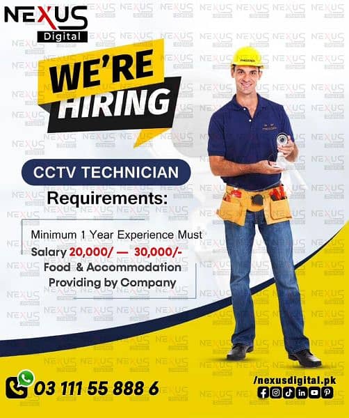job/CCTV Technician/Hirring/nokri/ 0
