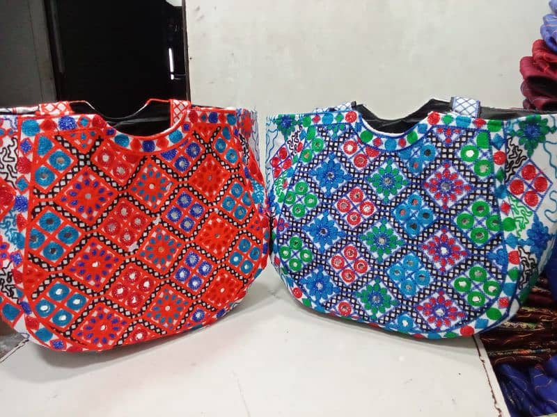 Large shoulder Bag Tokri style Embroity multicolor Bags for girls 1