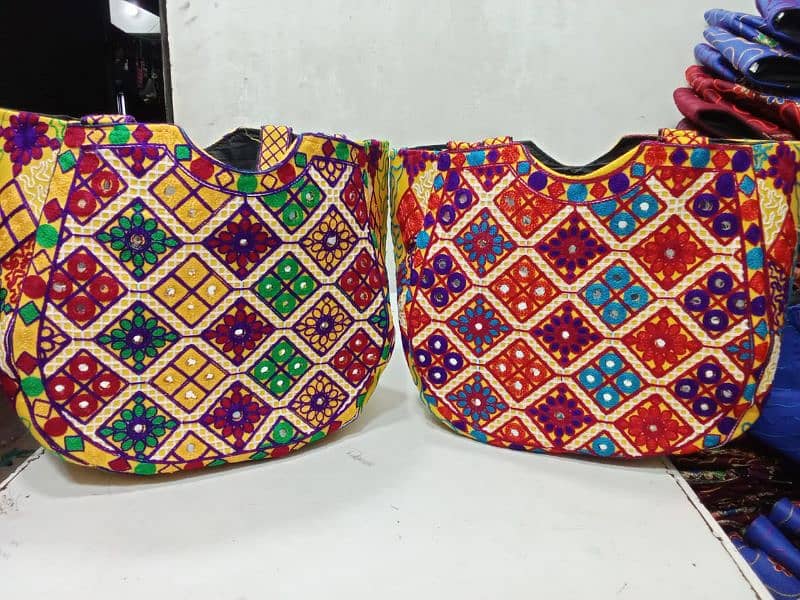 Large shoulder Bag Tokri style Embroity multicolor Bags for girls 3
