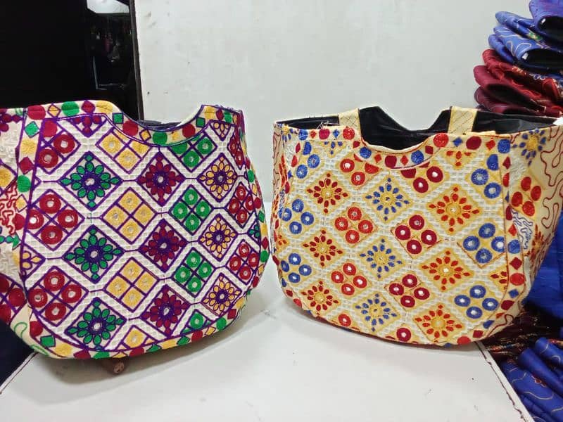 Large shoulder Bag Tokri style Embroity multicolor Bags for girls 4