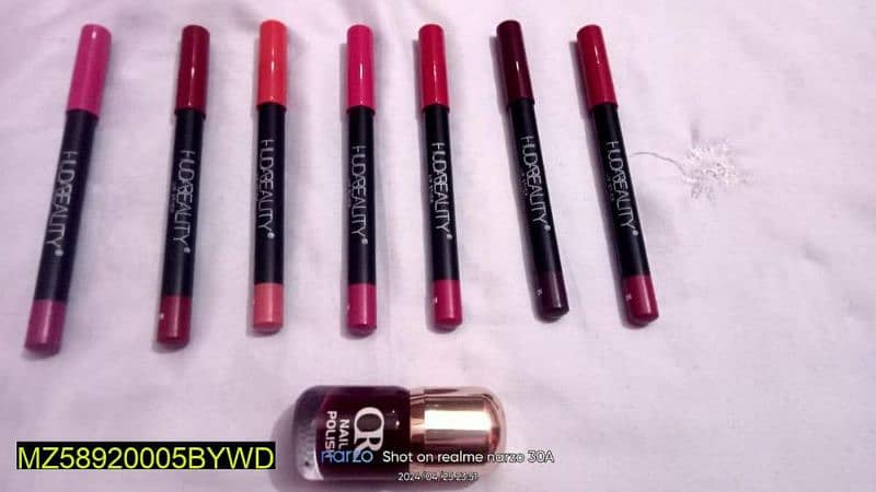 6 lip pencils with 1 nail paint 1