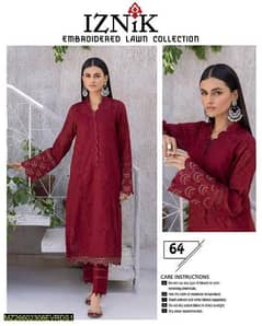 2 PC's women's unstitched lawn embroidered suit