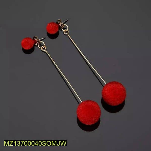 Pair Of Alloy Long Bed Ball Tassel Earrings 1