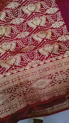Indian saree banarai lit wt maroon colour blouse attach saree