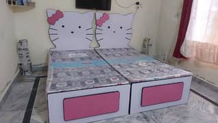 Kid's Bed with Mattress Dressing table and Cupboard For Sale