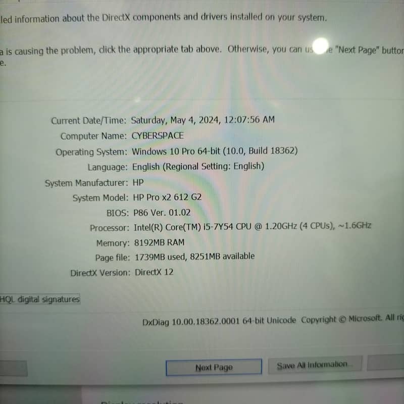 HP Pro X2 612 G2 Tablet intel Core i5 7th Gen 8GB Ram 256 GB SSD 14