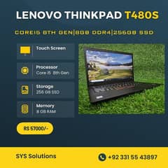 Lenovo Thinkpad T480s Intel Corei5 8th Gen|8GB DDR4|256GB SSD|Laptop