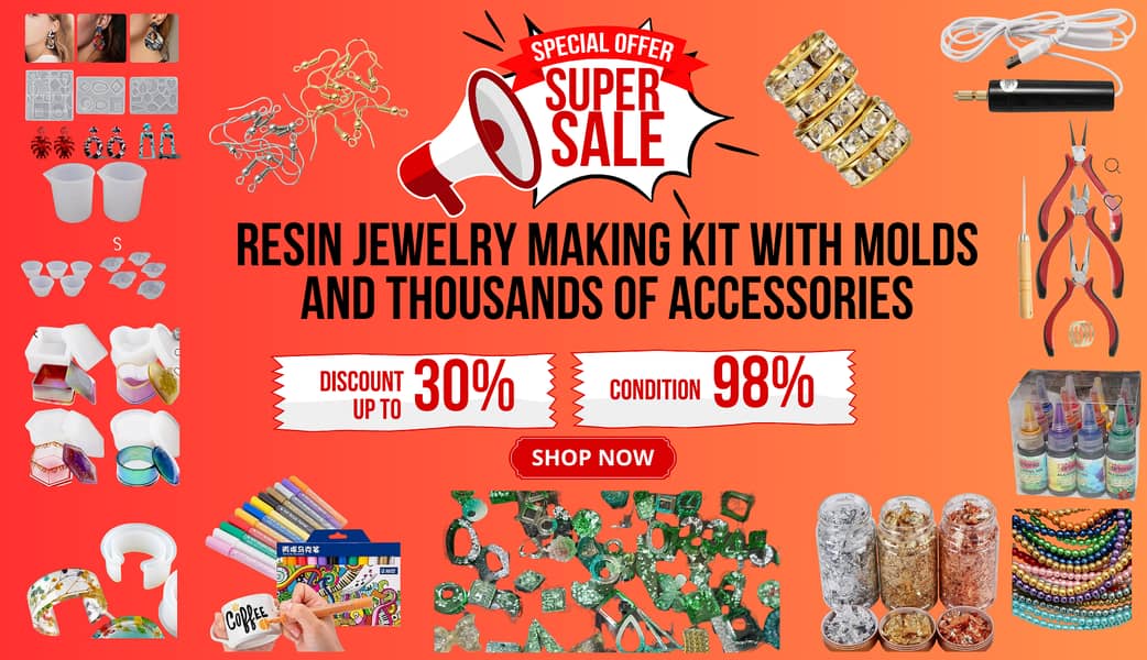 Handmade Resin Jewelry Making Kit Molds and thousands of Accessories 0