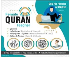online Quran teaching job wanted only for female and children's