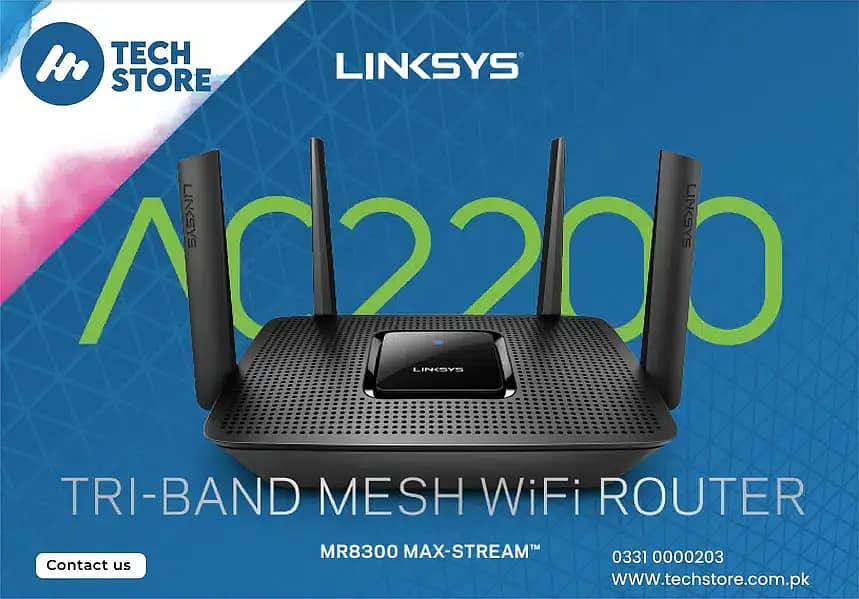 Linksys/Router/MR8300/Tri-Band/AC2200/Mesh/WiFi/5/Router (Box Pack) 0