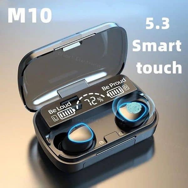 M10 Digital Display Case Earbuds, Black 0