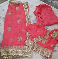 chiffon embroidered stitched sarees