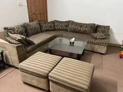 L shape sofa five seater with extra  two foot stools