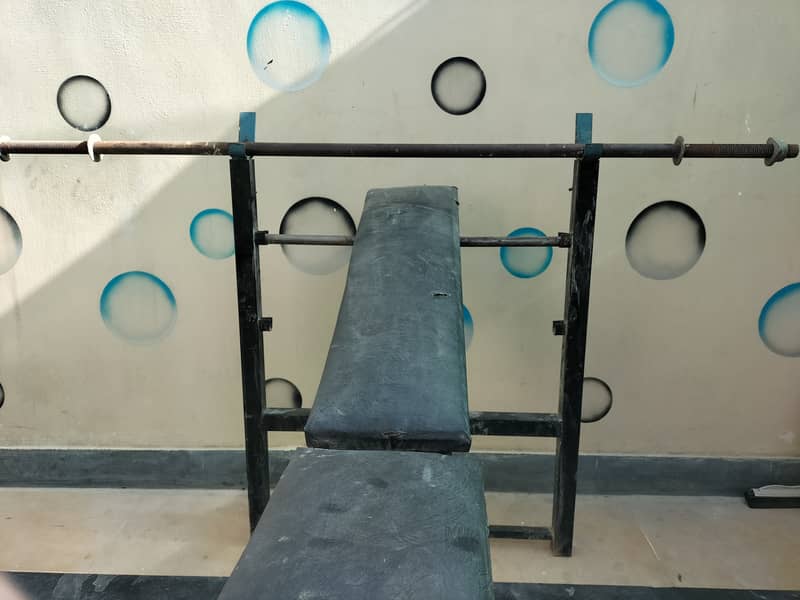 Home Gym Setup Adjustable Bench, Chest Rod, Dumbbells Rod, and Weights 4