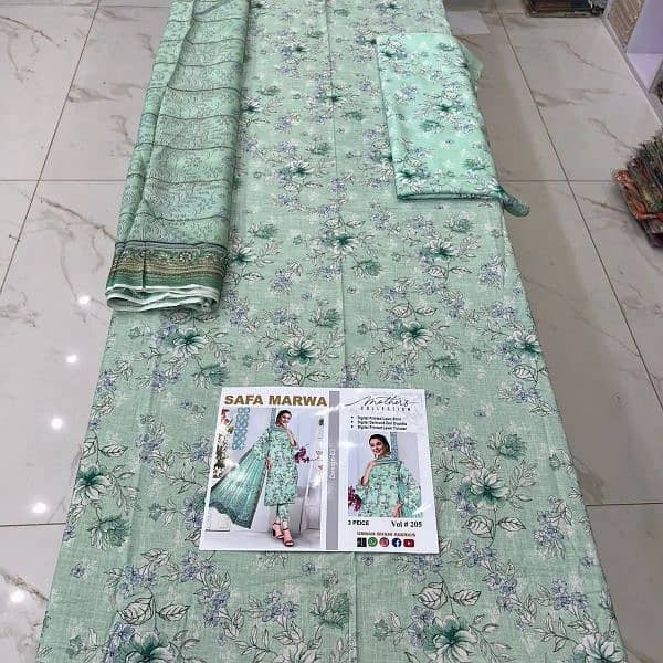 3 PC lawn fabrics unstitched suit available at lpw price 0