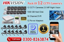 12 CCTV Cameras Pack Ultra HD Resolution (1 Year Warranty)