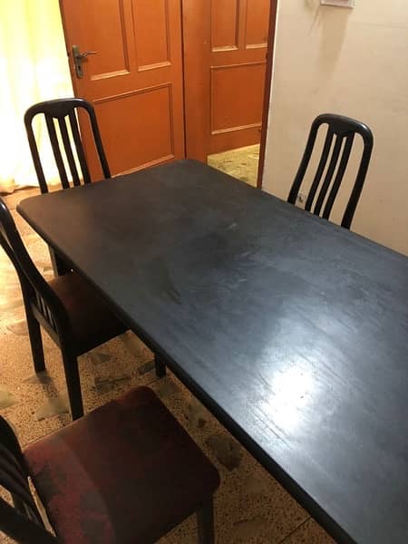 Wooden dining table with 6 chairs. 3