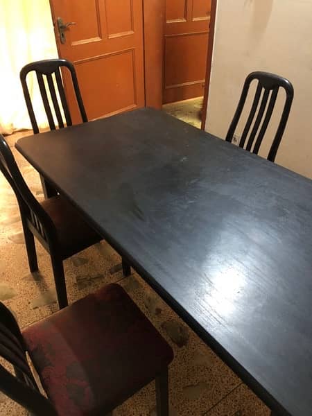 Wooden dining table with 6 chairs. 6