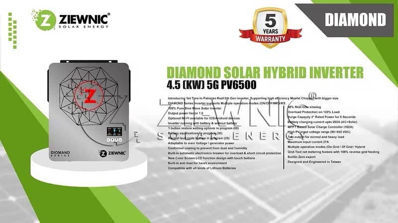 Ziewnic Diamond Series Solar Hybrid Inverter 1