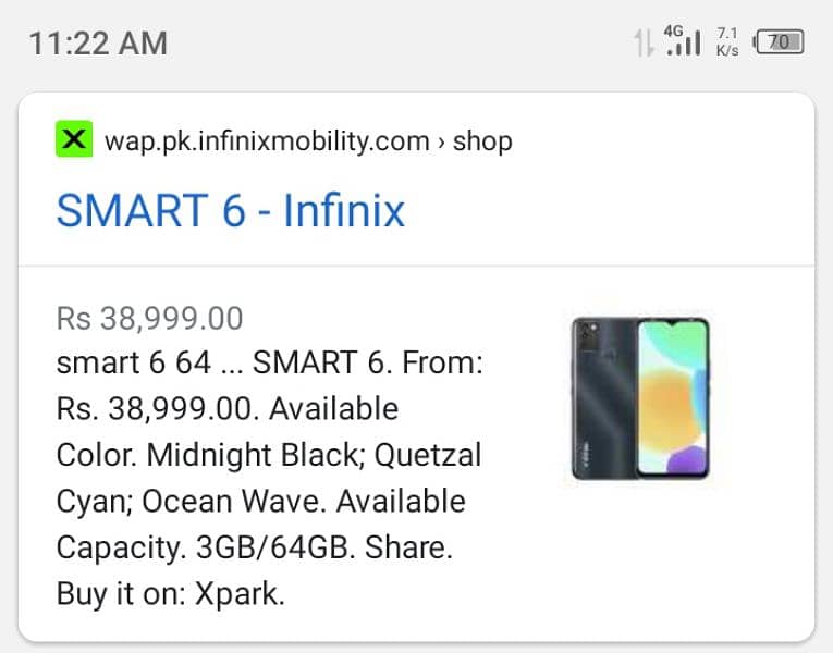 Infinix smart 6,4/64 only phone with charger. 4