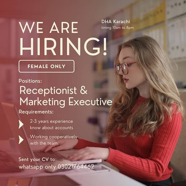 Job for Girls Receptionist 0