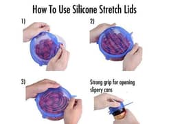 6 pcs  kitchen  reusable  silicone  stretch  seal  lid 0